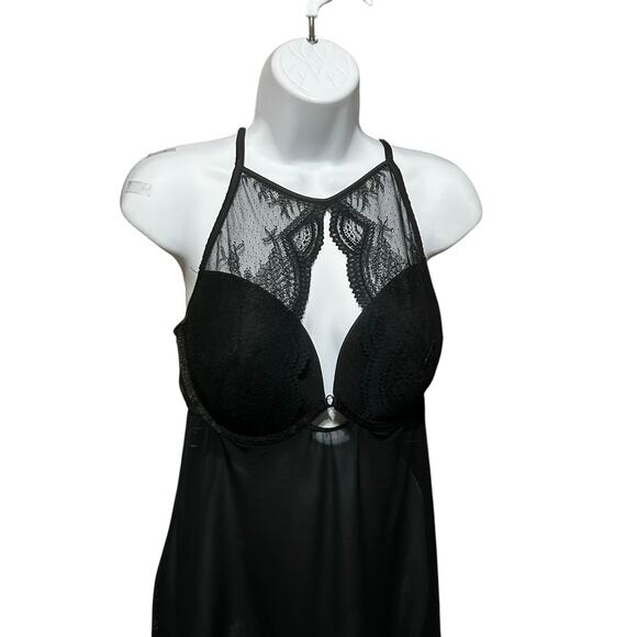 Auden Women Babydoll Lace Lingerie Slip XL Black Sheer Romantic Goth Boudoir - Picture 10 of 11